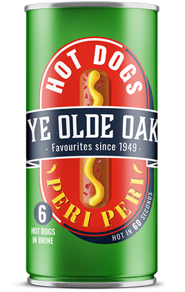 Ye Olde Oak Peri Peri Hot Dogs 560g can